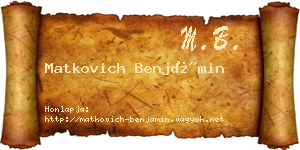 Matkovich Benjámin névjegykártya