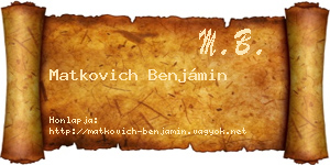 Matkovich Benjámin névjegykártya